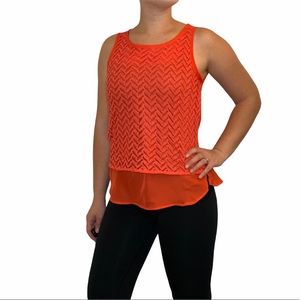 Alfred Sung Layered Tank Top with Crochet Details